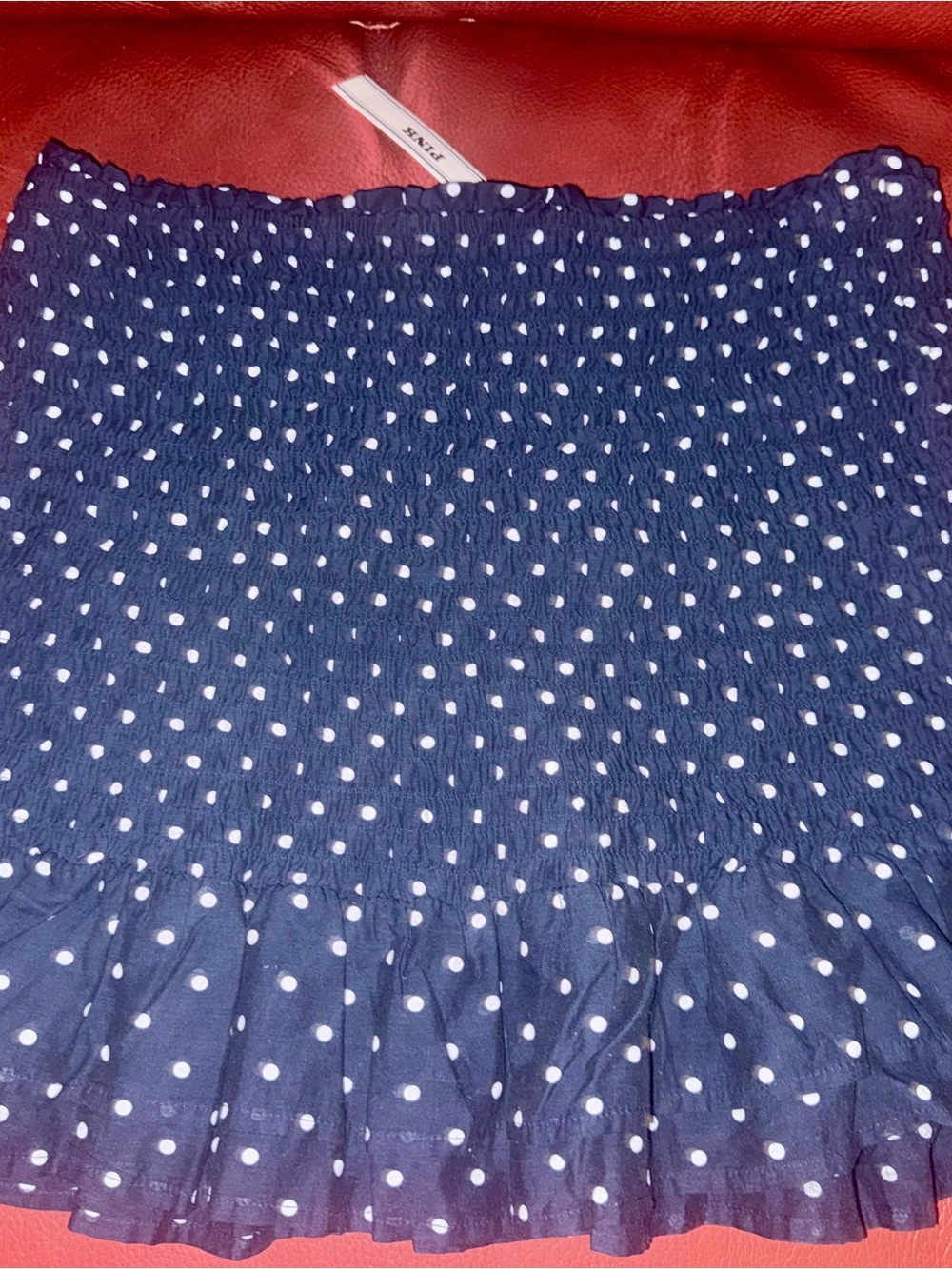 PINK Victoria's Secret Navy Blue Polka Dot Smocked Skirt